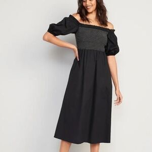 Old Navy Fit & Flare Off-The-Shoulder Puff-Sleeve Smocked Midi Dress Size 4X